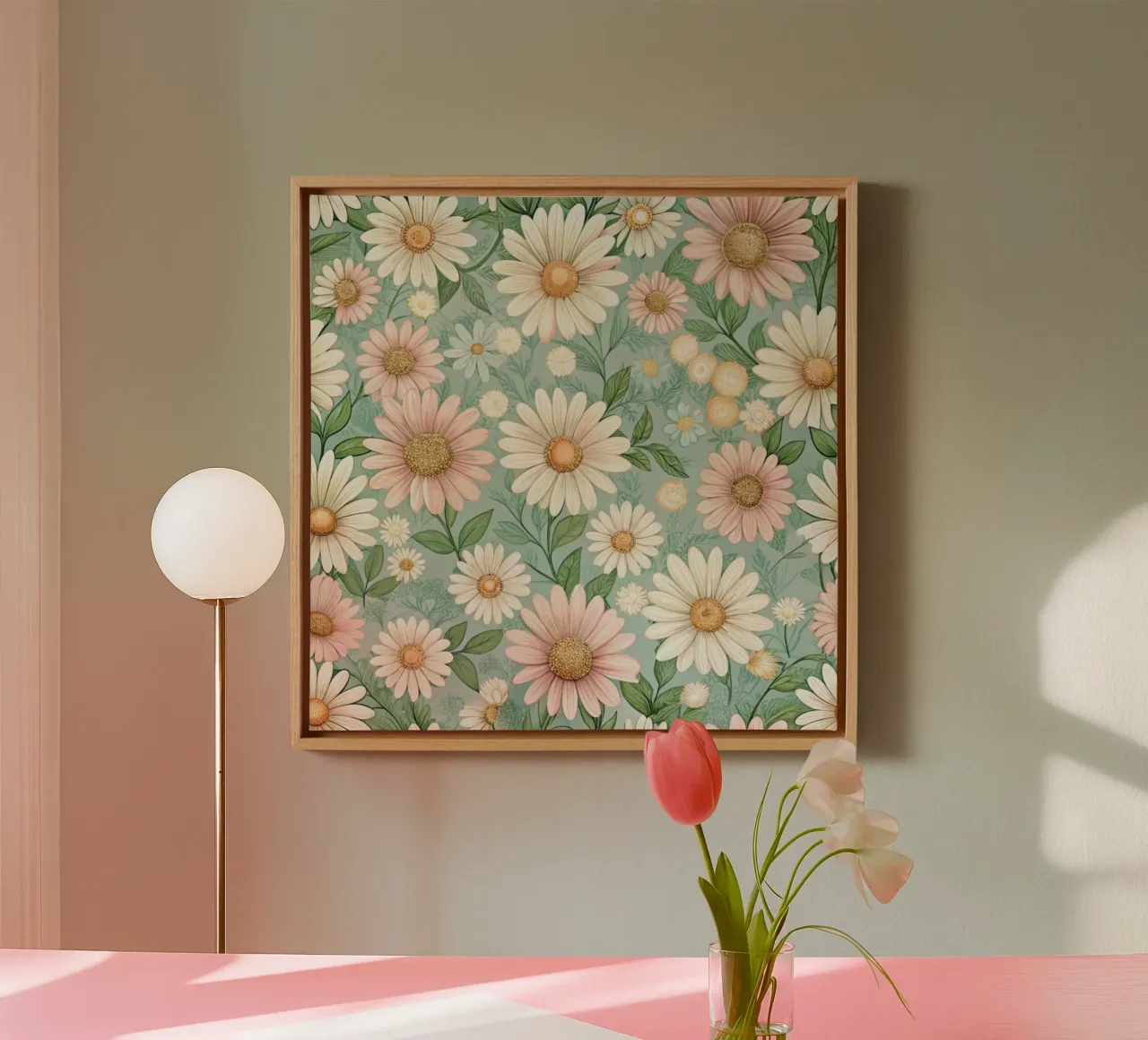 Daisy Reverie tela con Cornice a cassetta da Botanical Pattern House