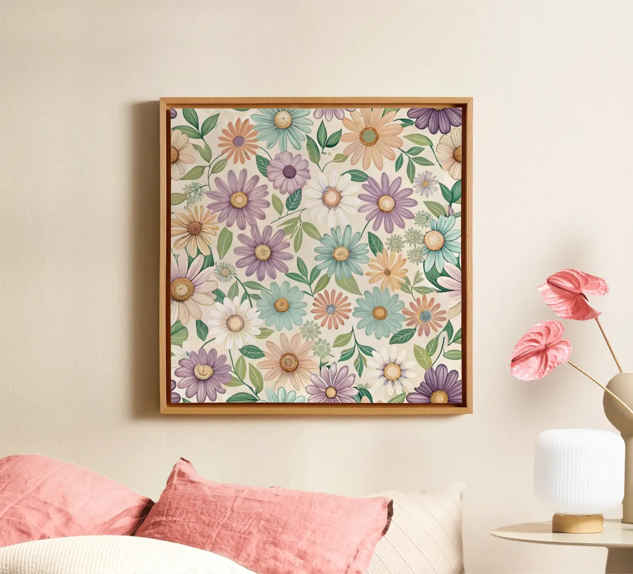 Daisy Reverie tela con Cornice a cassetta da Botanical Pattern House