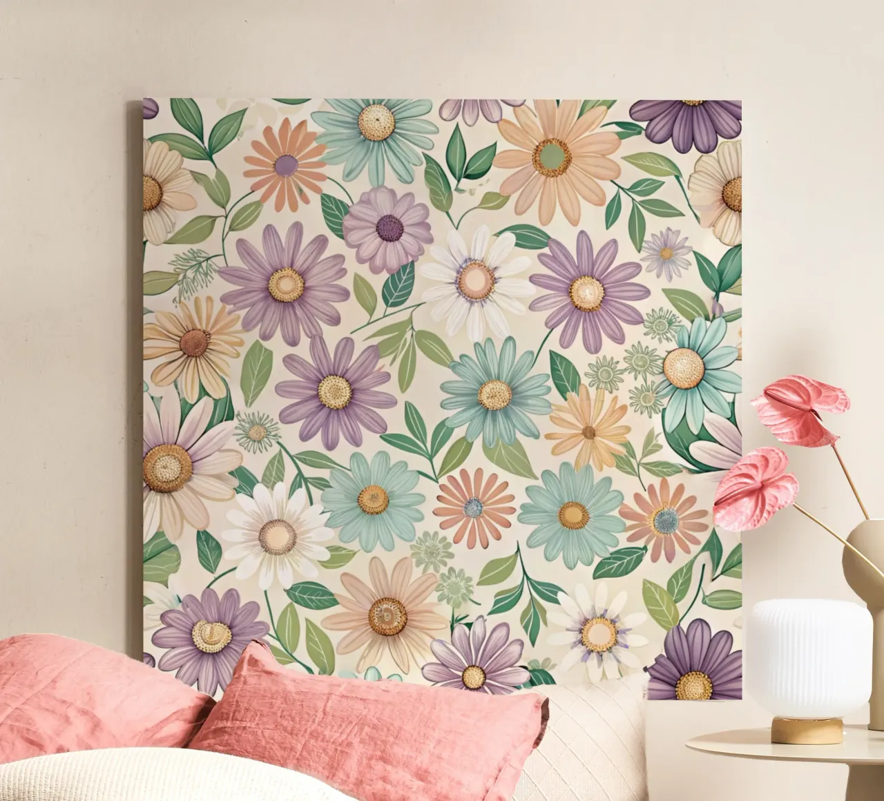 Daisy Reverie tela con Cornice a cassetta da Botanical Pattern House