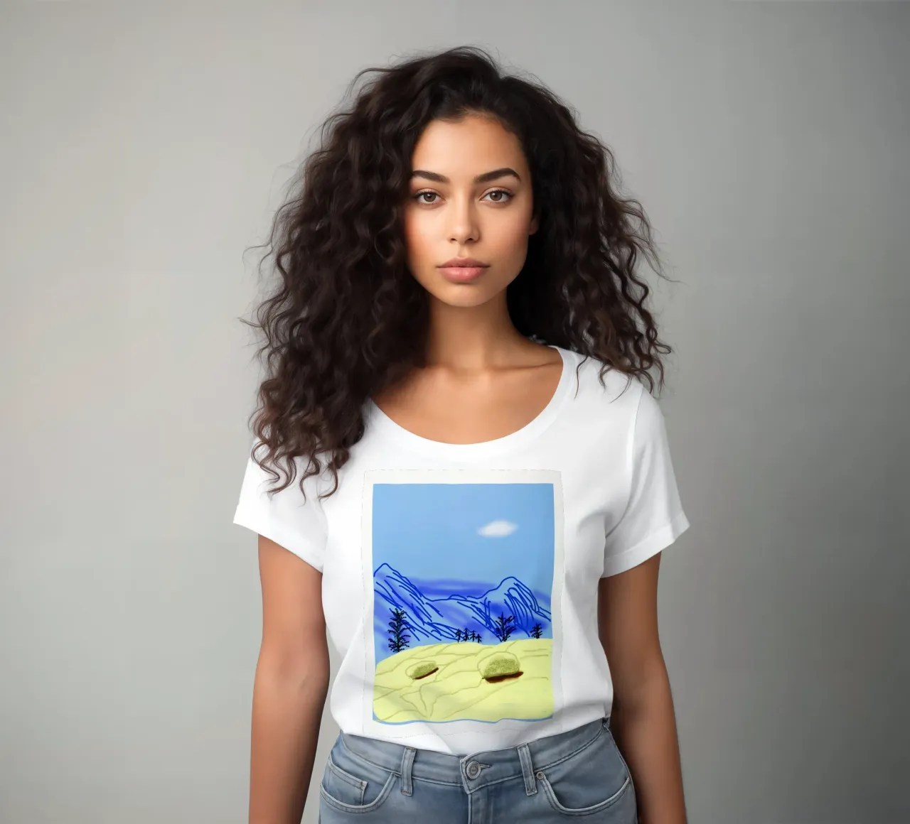 David Drawings Mountain women's fitted t-shirt by khanrosie