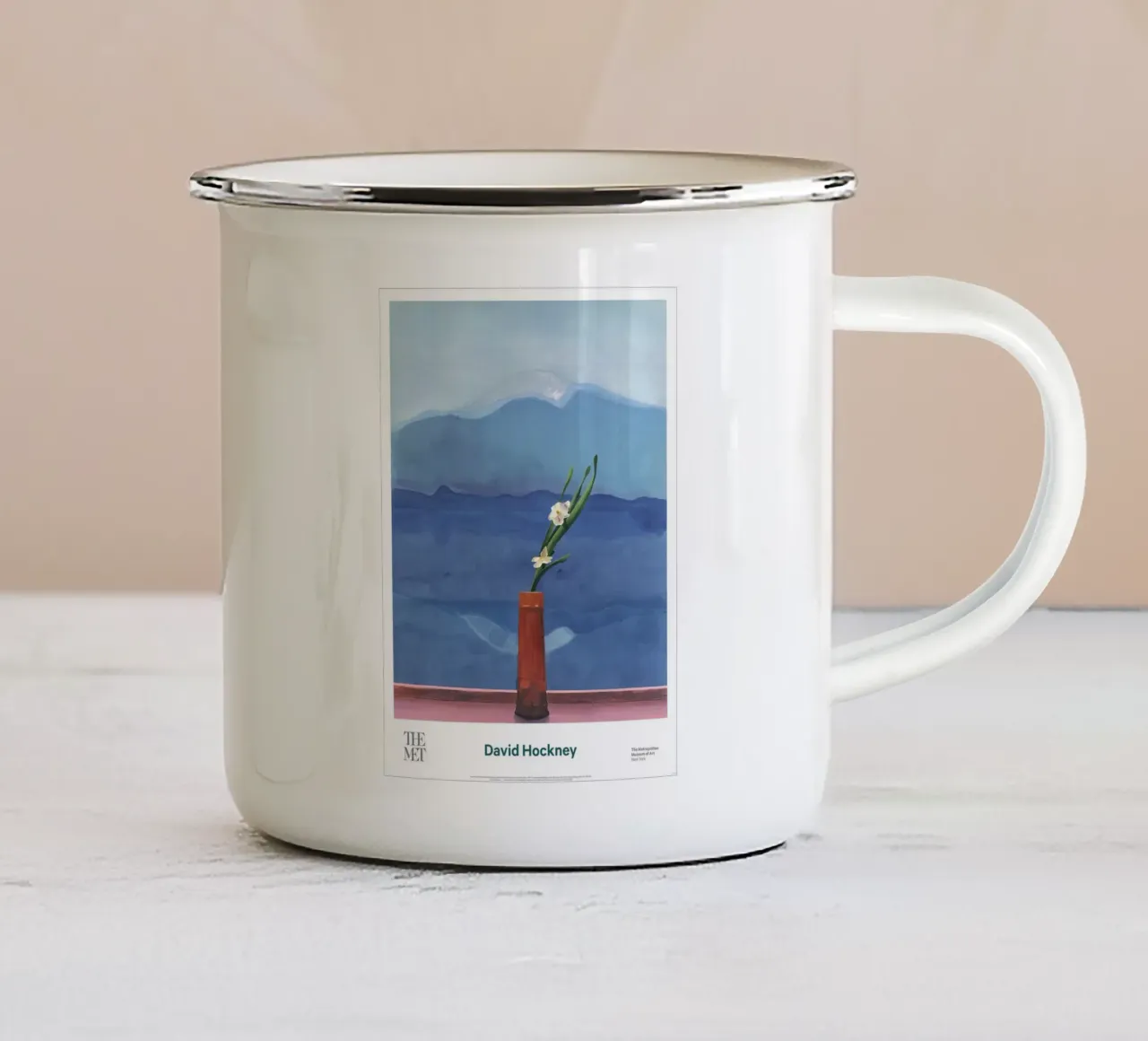 monte fuji e fiori tazza in smalto da khanrosie
