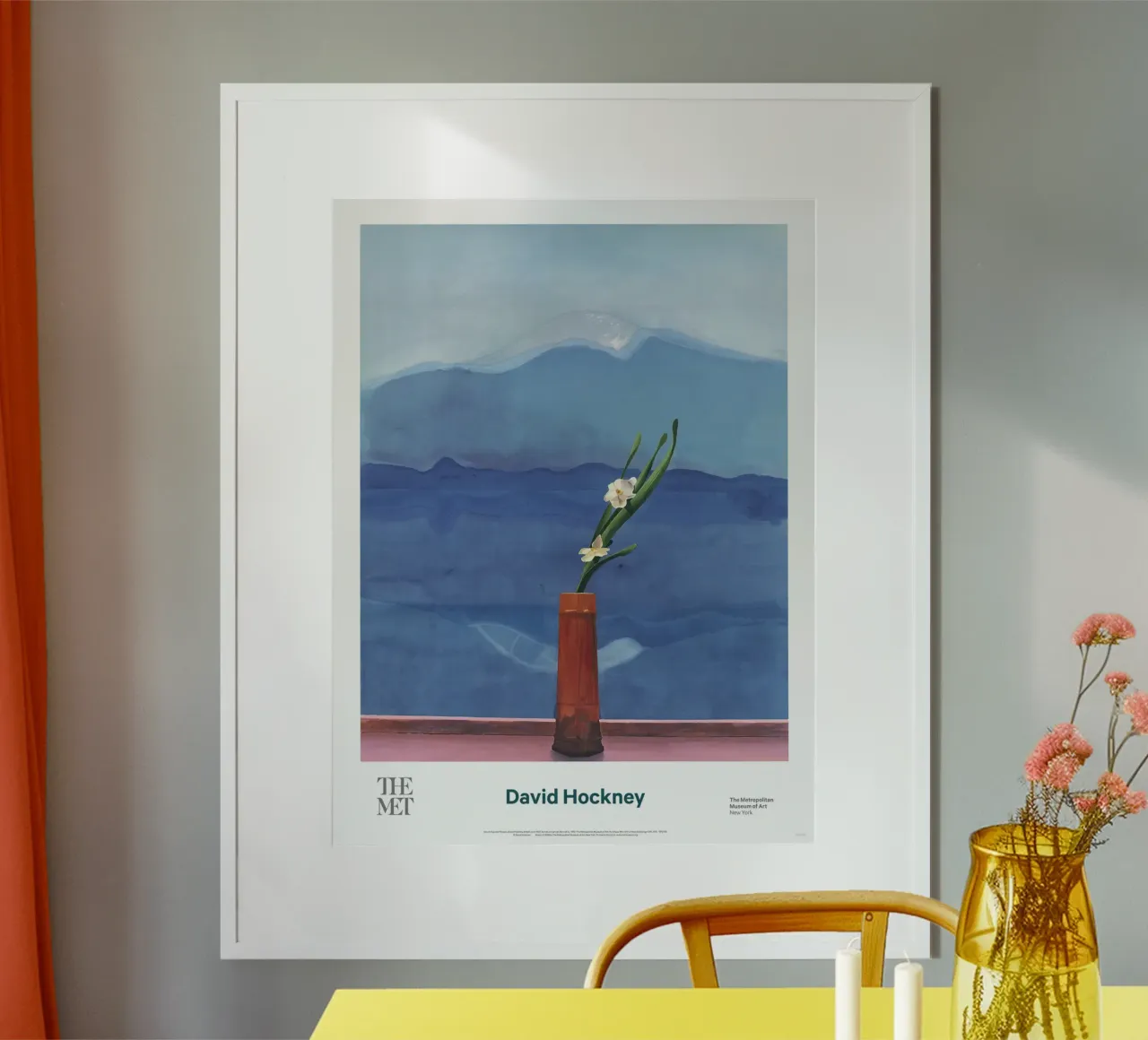 monte fuji e fiori poster con telaio in alluminio da khanrosie