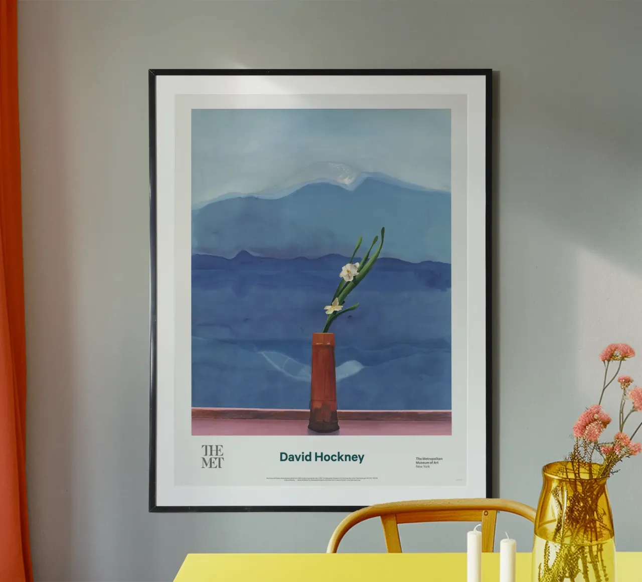 monte fuji e fiori poster con telaio in alluminio da khanrosie