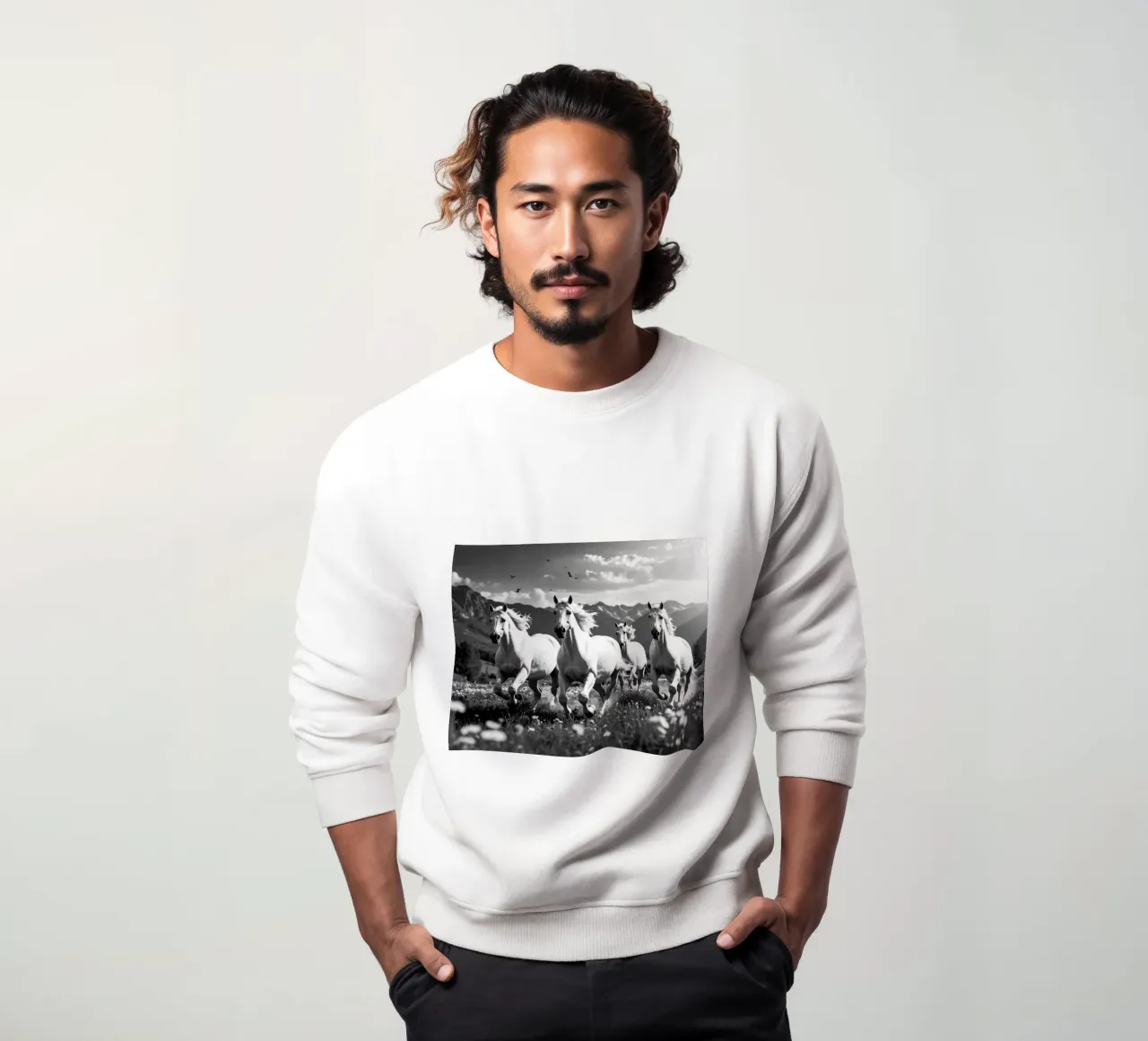 QUATRE CHEVAUX QUI GALOPENT. Noir et blanc felpa da Thierry vobmann photography