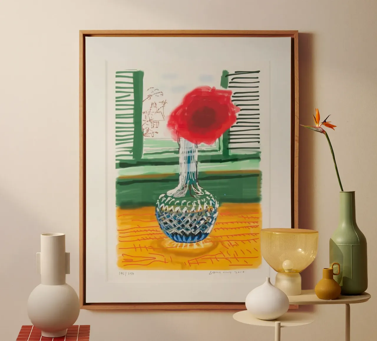 David Drawing My Window and Flower canvas with Floater frame by khanrosie