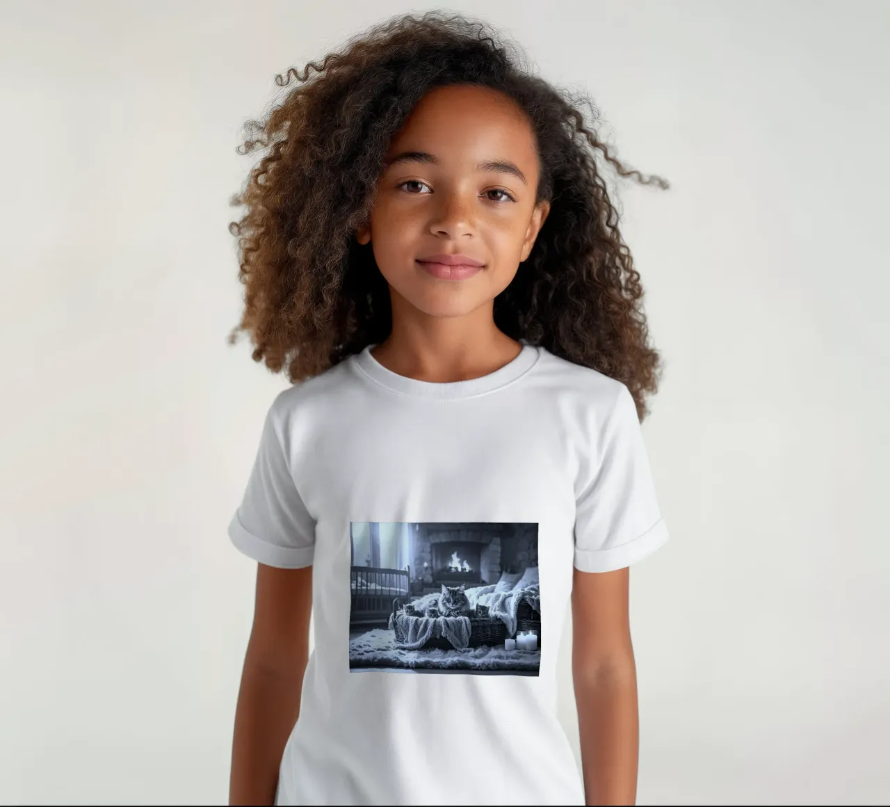 CHATTE ET TROIS CHATONS. Noir et blanc Kinder T-Shirt von Thierry vobmann photography