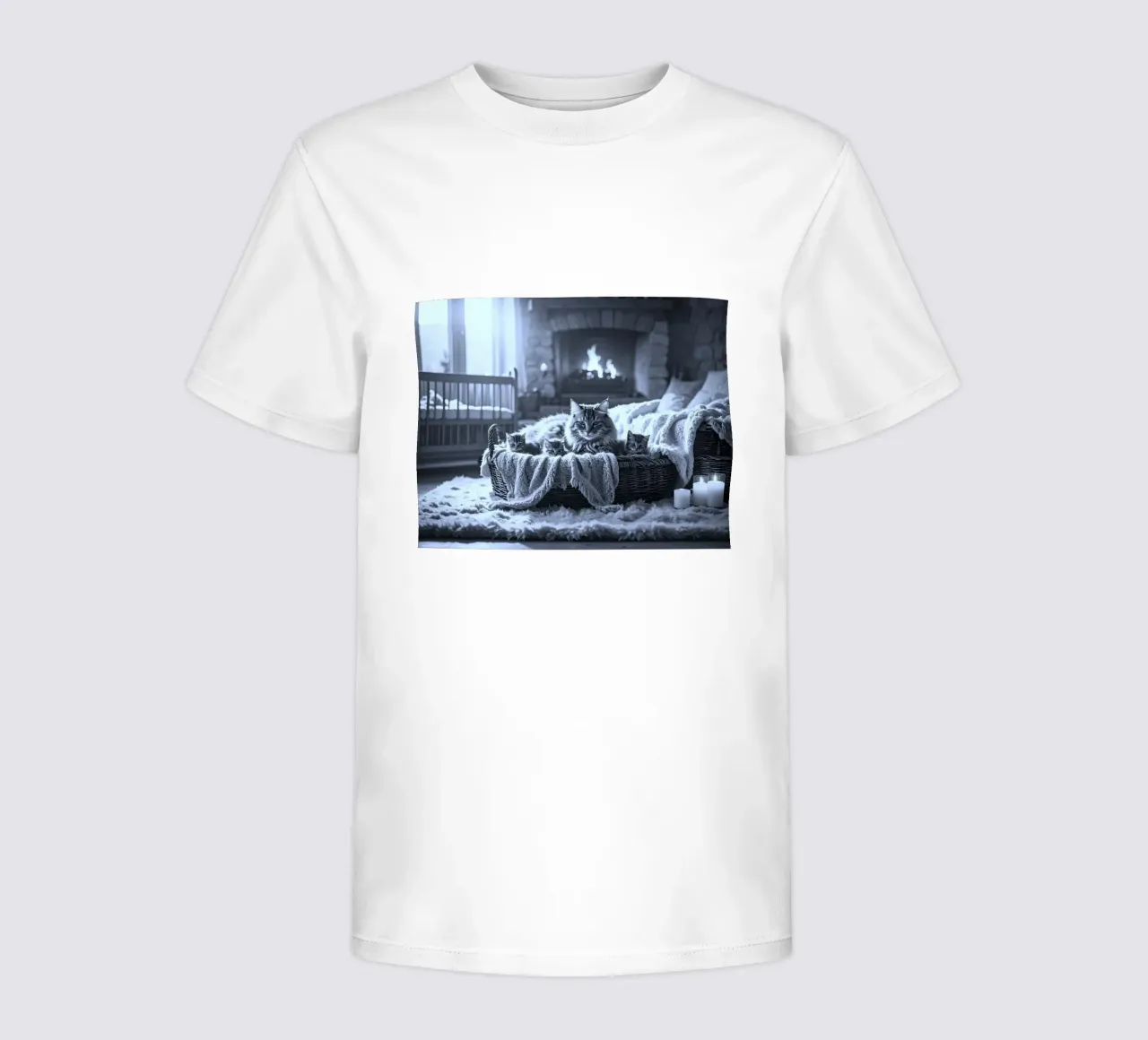 CHATTE ET TROIS CHATONS. Noir et blanc Kinder T-Shirt von Thierry vobmann photography