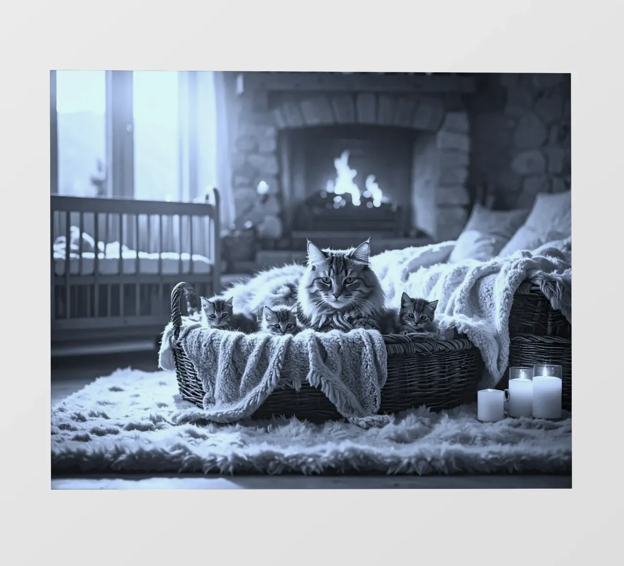 CHATTE ET TROIS CHATONS. Noir et blanc pellicola backlit da Thierry vobmann photography