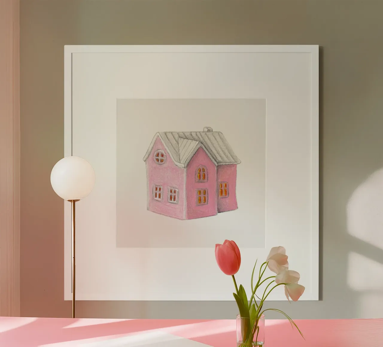 Pink house poster by carmenillustrationdesign