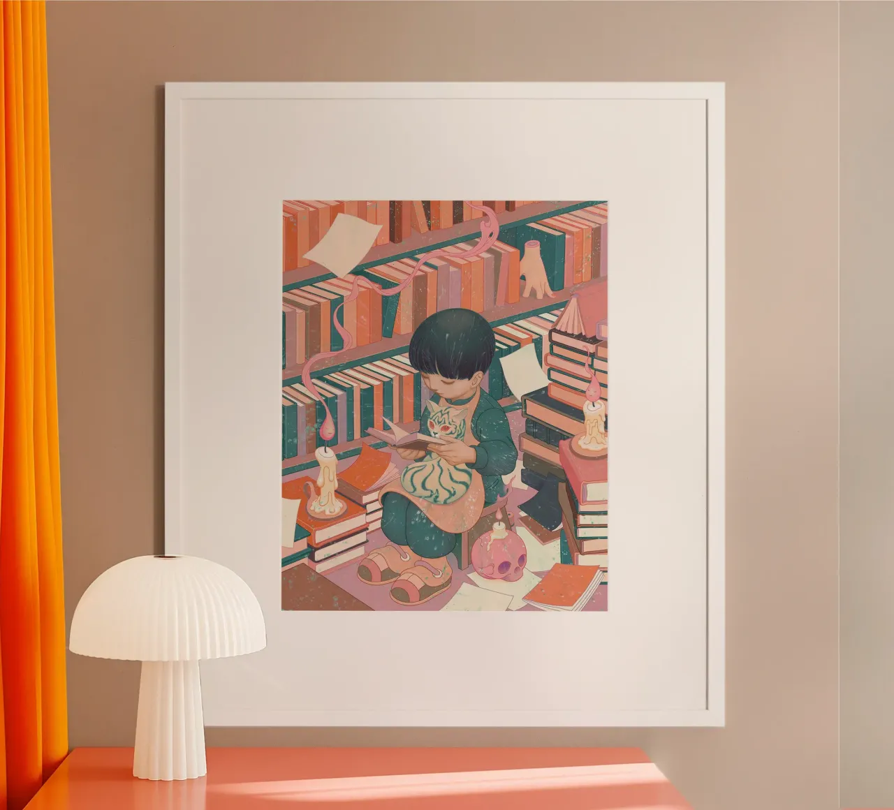 James Jean Bibliofilo poster con telaio in legno da Kunzeworld