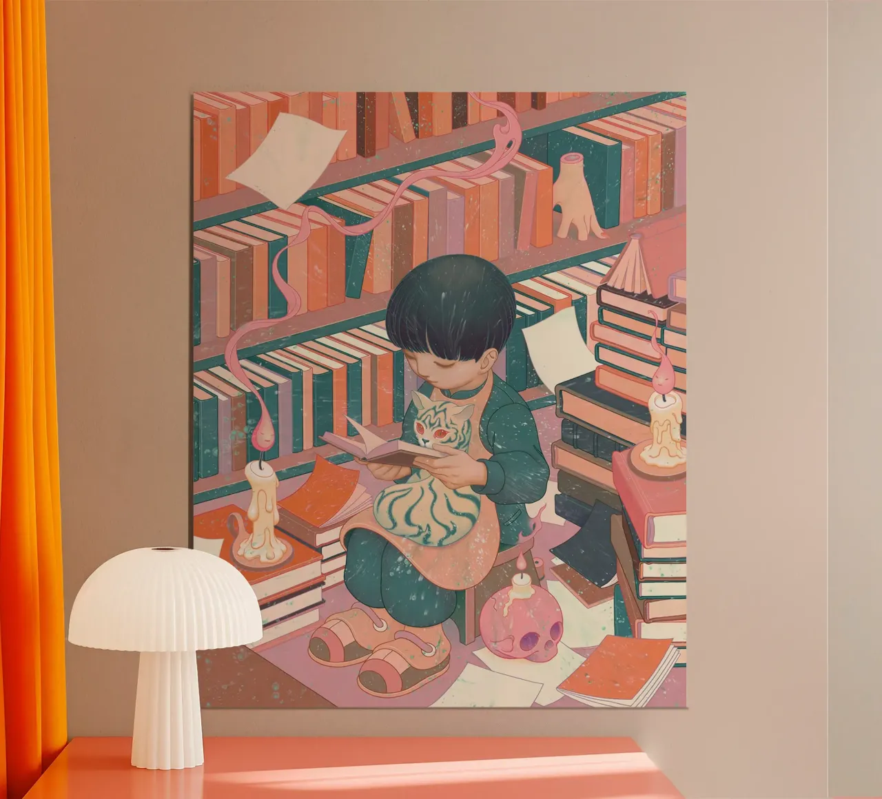 James Jean Bibliofilo poster con telaio in legno da Kunzeworld