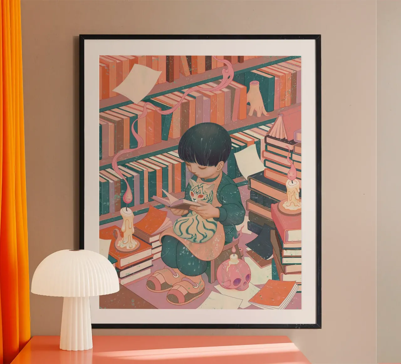 James Jean Bibliofilo poster con telaio in legno da Kunzeworld