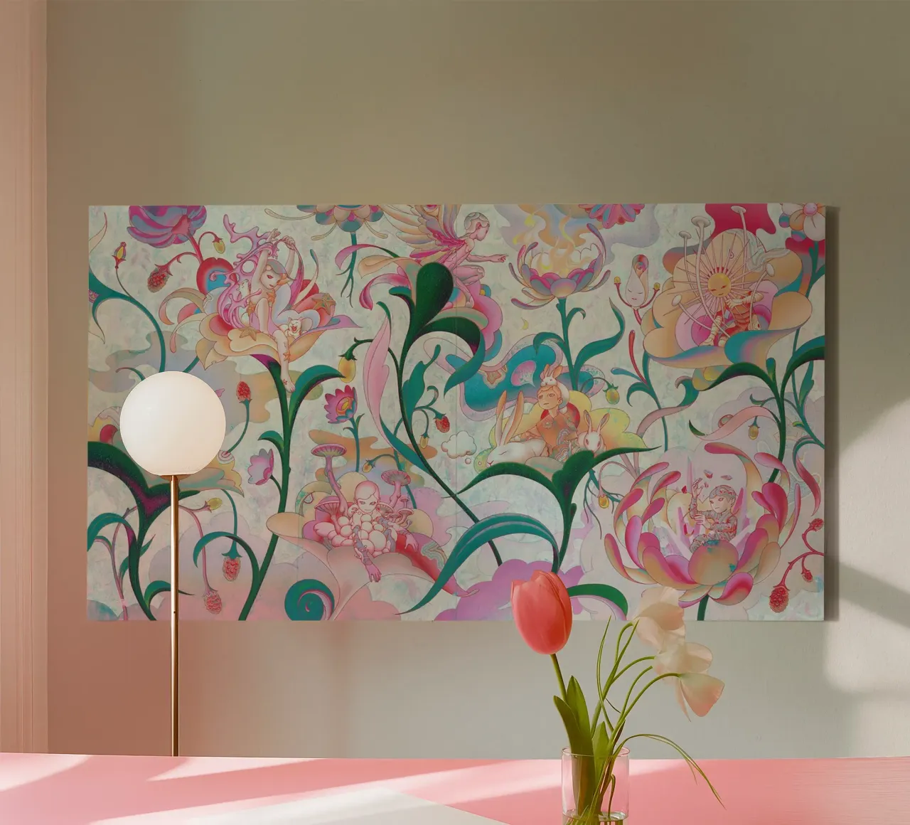 James Jean BTS Groep Tuin canvas met Baklijst van Kunzeworld