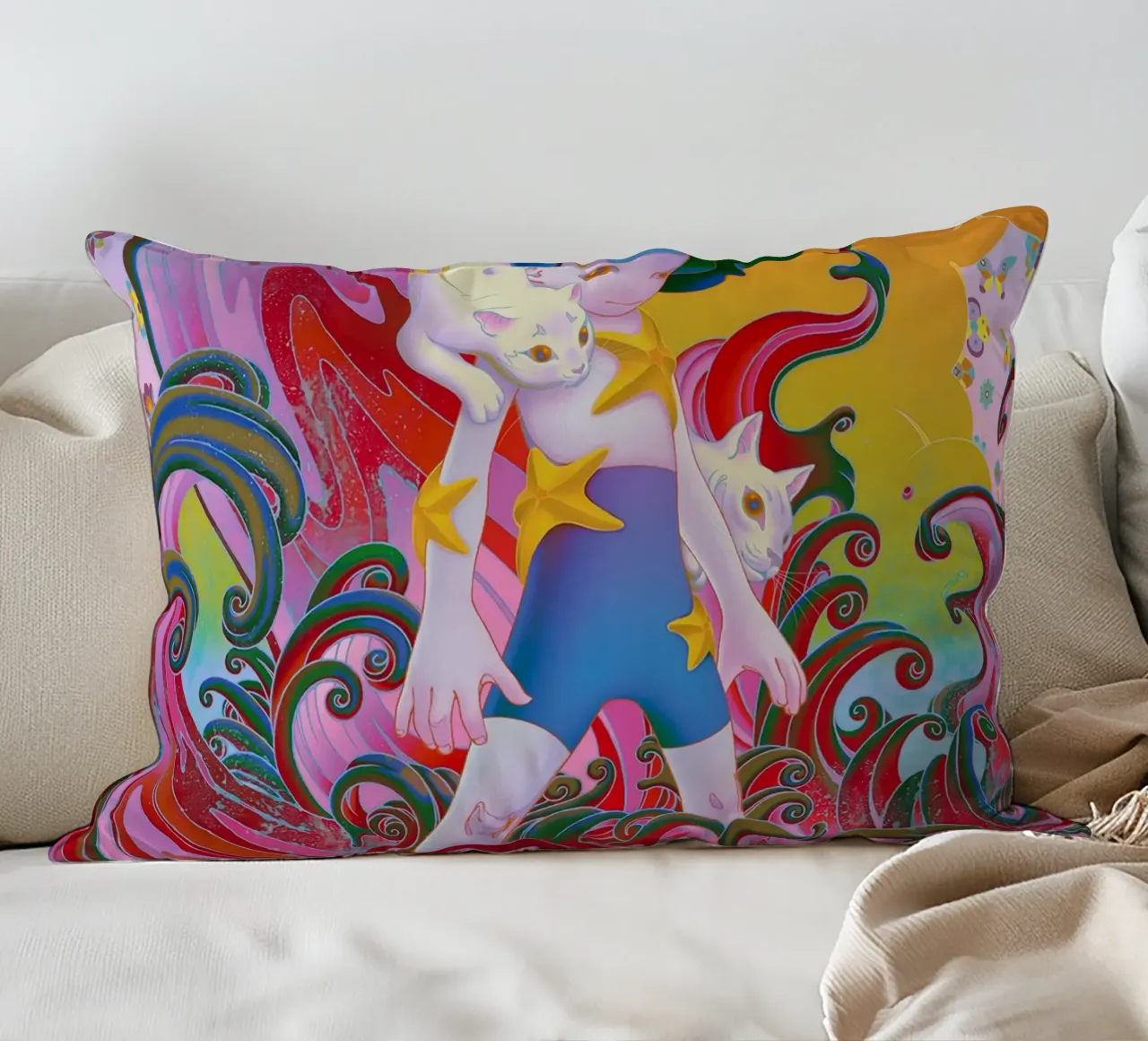 James Jean BTS Suga Meowtide cuscino da Kunzeworld