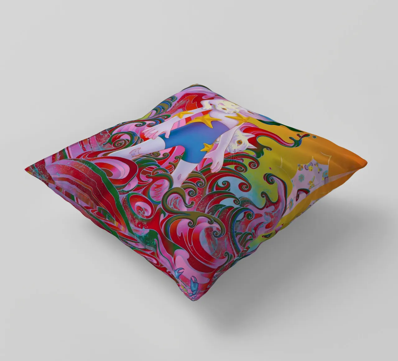 James Jean BTS Suga Meowtide cuscino da Kunzeworld