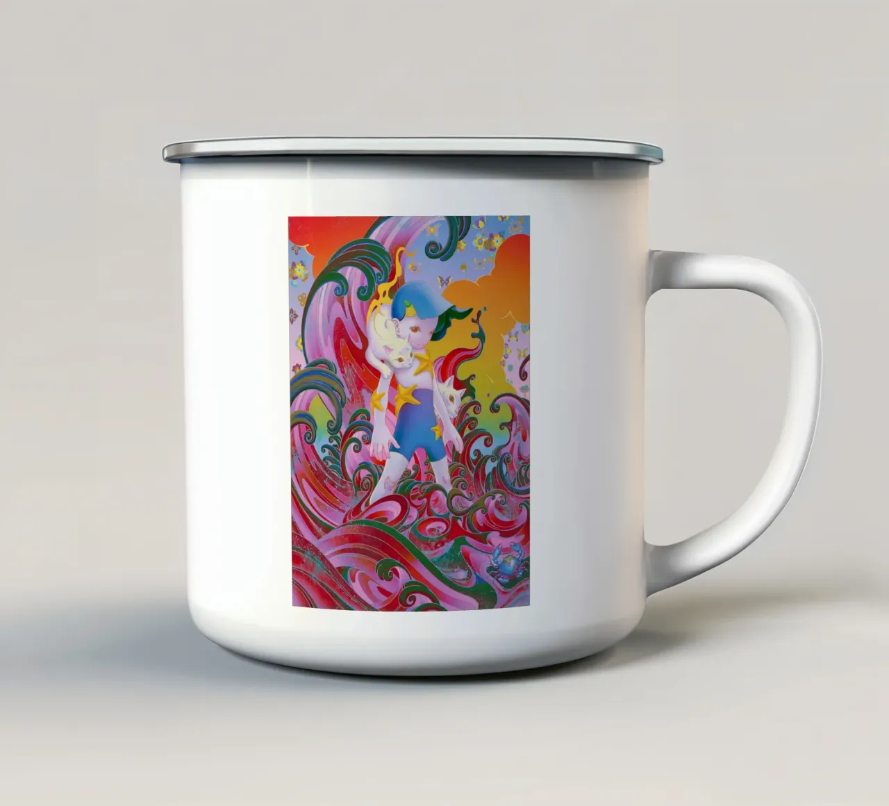 James Jean BTS Suga Meowtide tazza in smalto da Kunzeworld