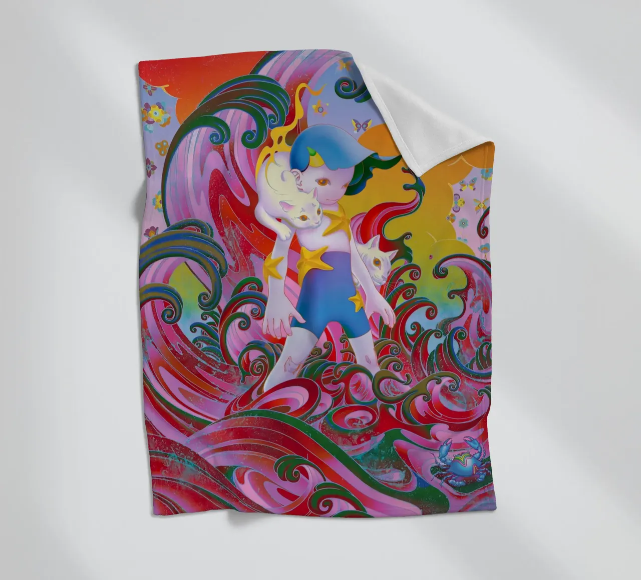 James Jean BTS Suga Meowtide coperta in pile da Kunzeworld