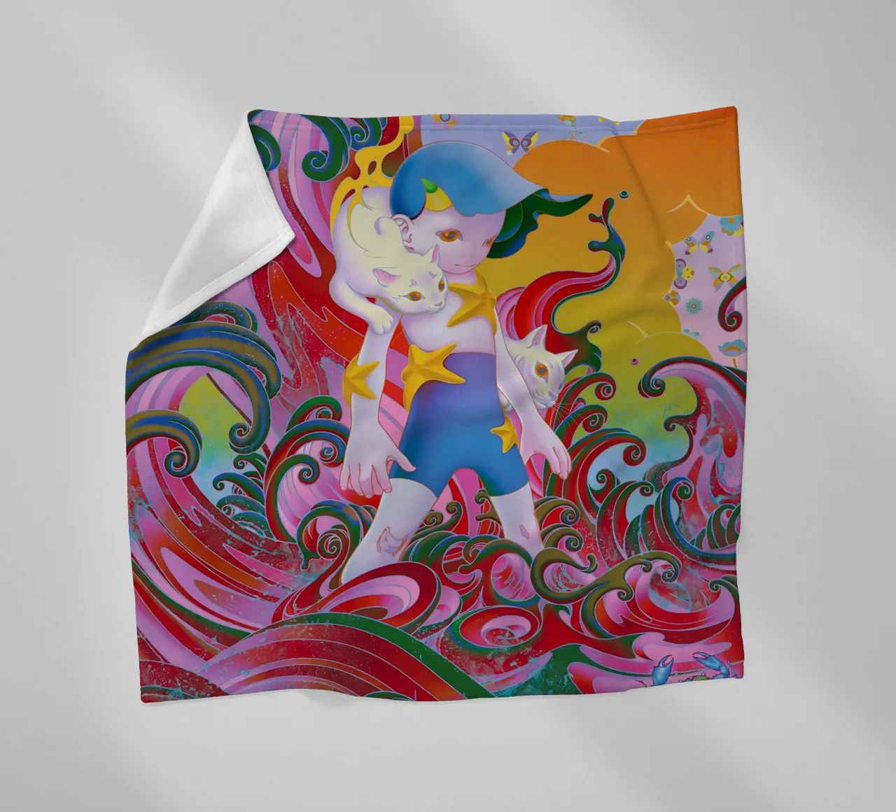 James Jean BTS Suga Meowtide coperta in pile da Kunzeworld