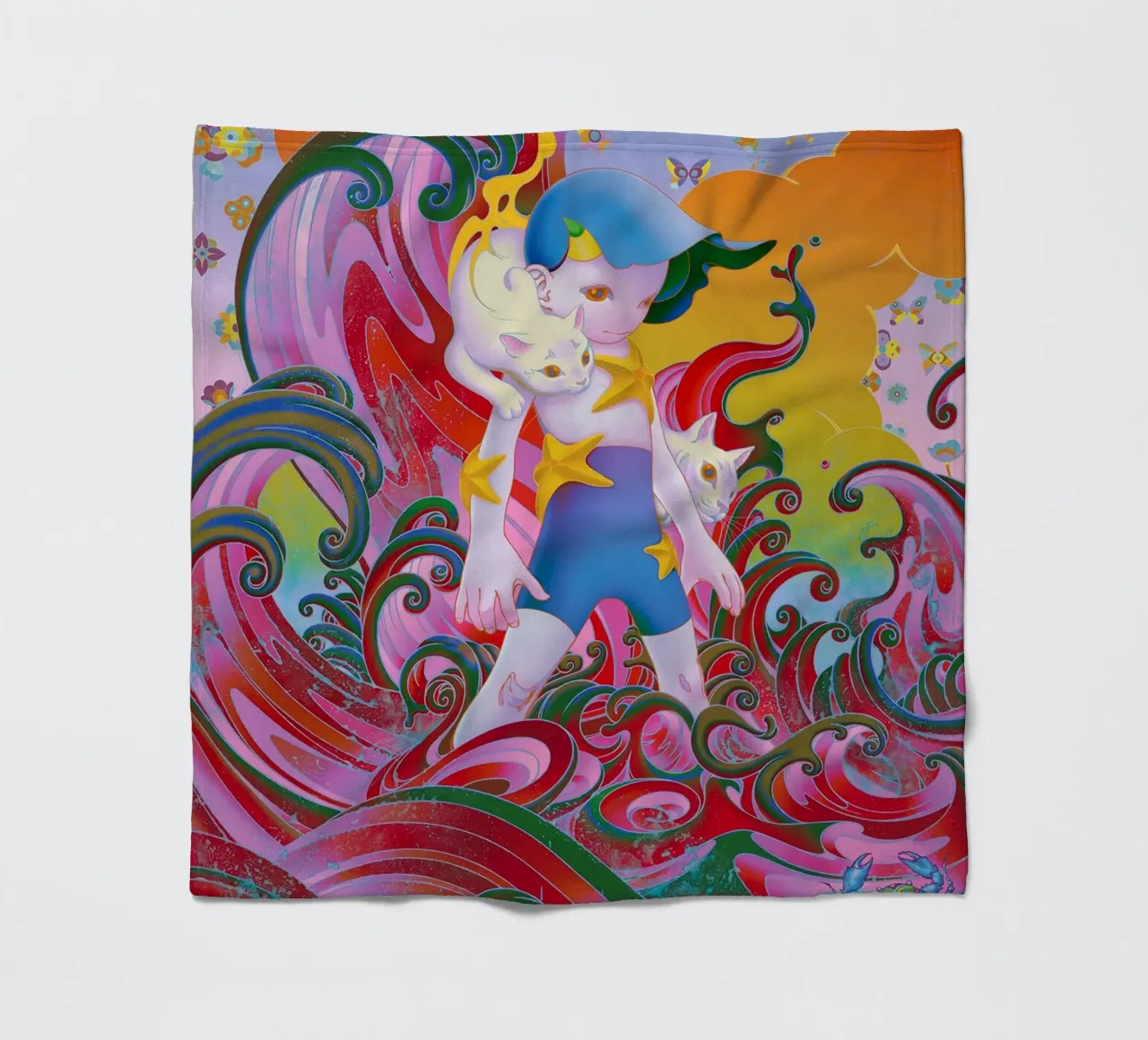 James Jean BTS Suga Meowtide coperta in pile da Kunzeworld