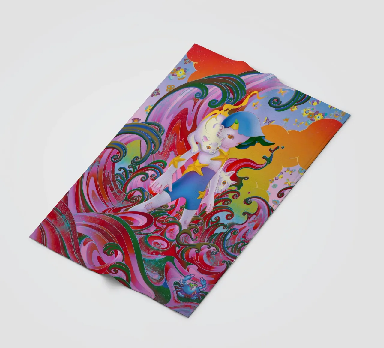 James Jean BTS Suga Meowtide coperta in pile da Kunzeworld