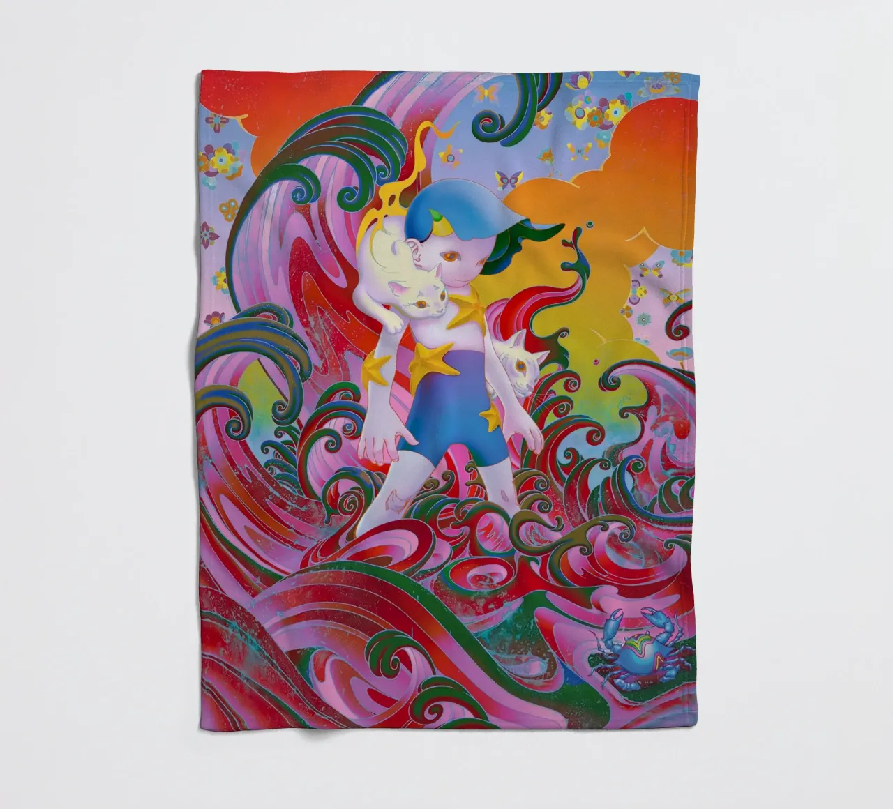 James Jean BTS Suga Meowtide coperta in pile da Kunzeworld