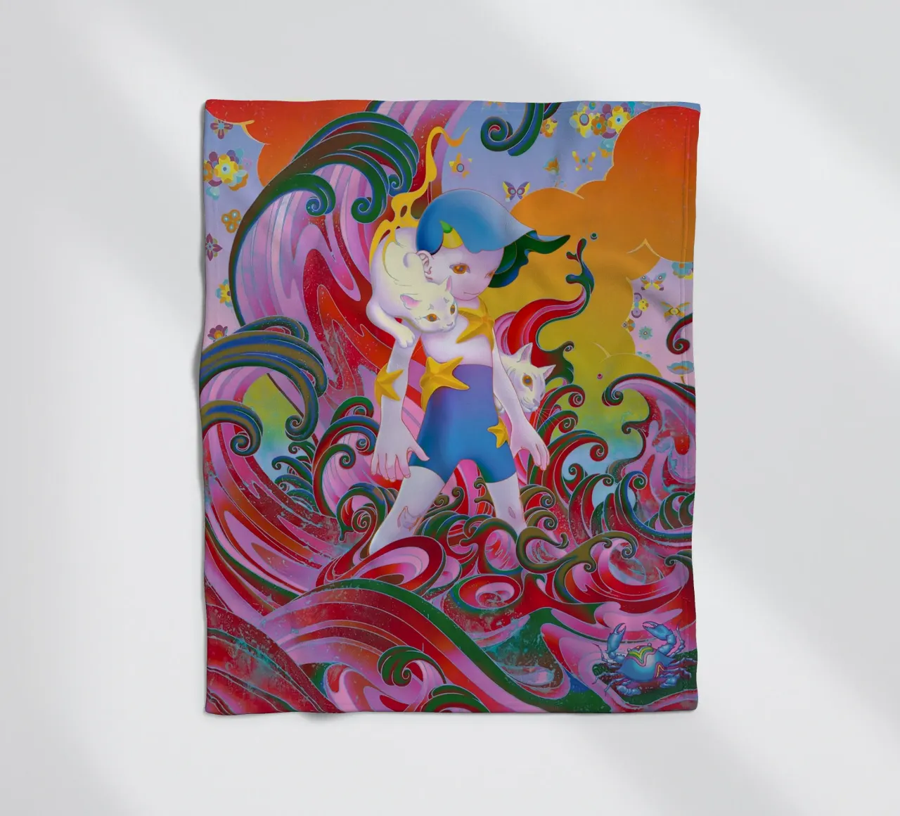 James Jean BTS Suga Meowtide coperta in pile da Kunzeworld