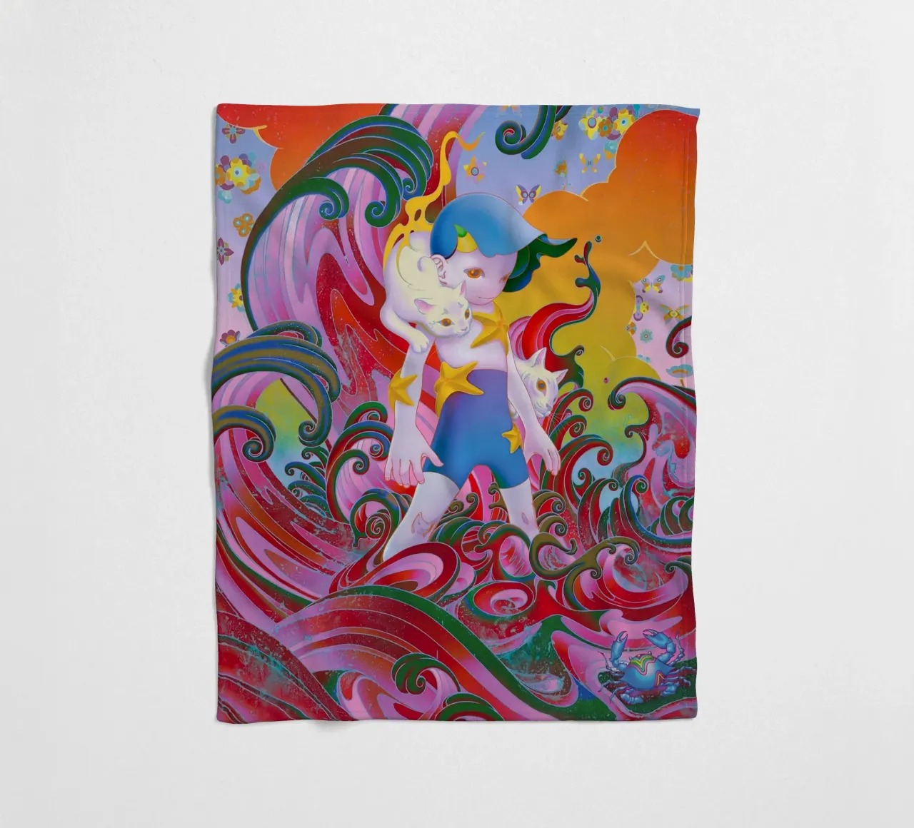 James Jean BTS Suga Meowtide coperta in pile da Kunzeworld