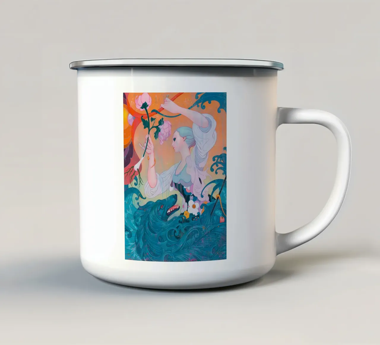 James Jean Fiore La signora e il lupo tazza in smalto da Kunzeworld