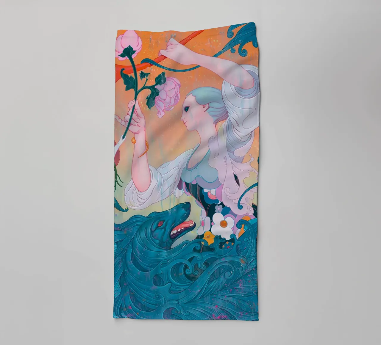 James Jean Fiore La signora e il lupo asciugamano da bagno da Kunzeworld