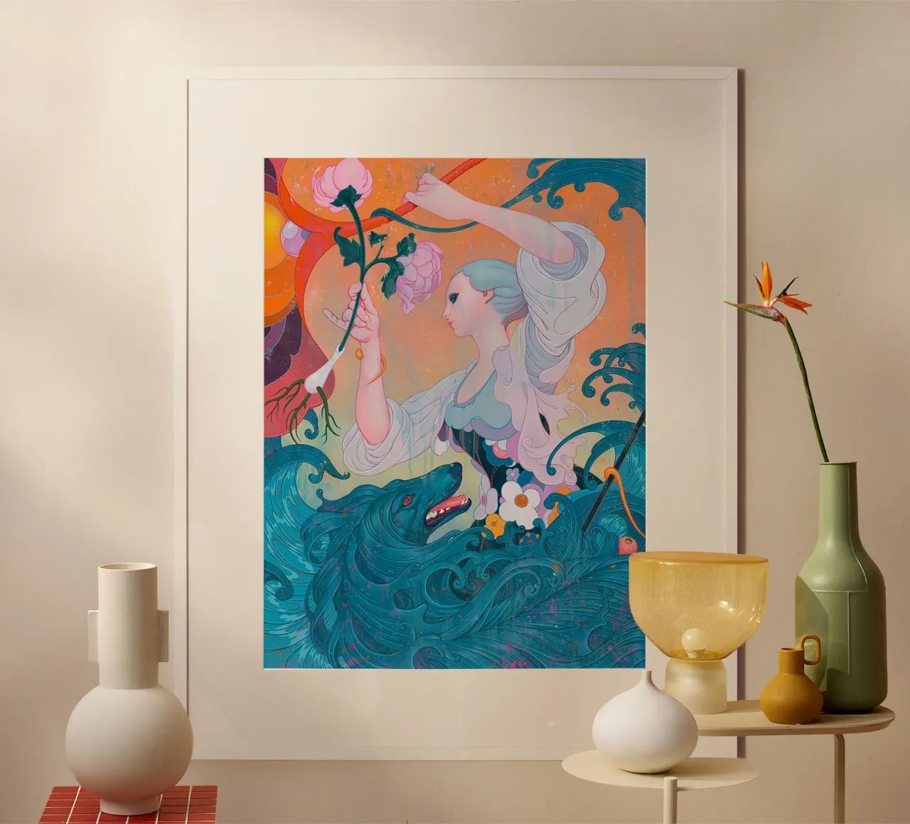 James Jean Fiore La signora e il lupo carta hahnemühle da Kunzeworld