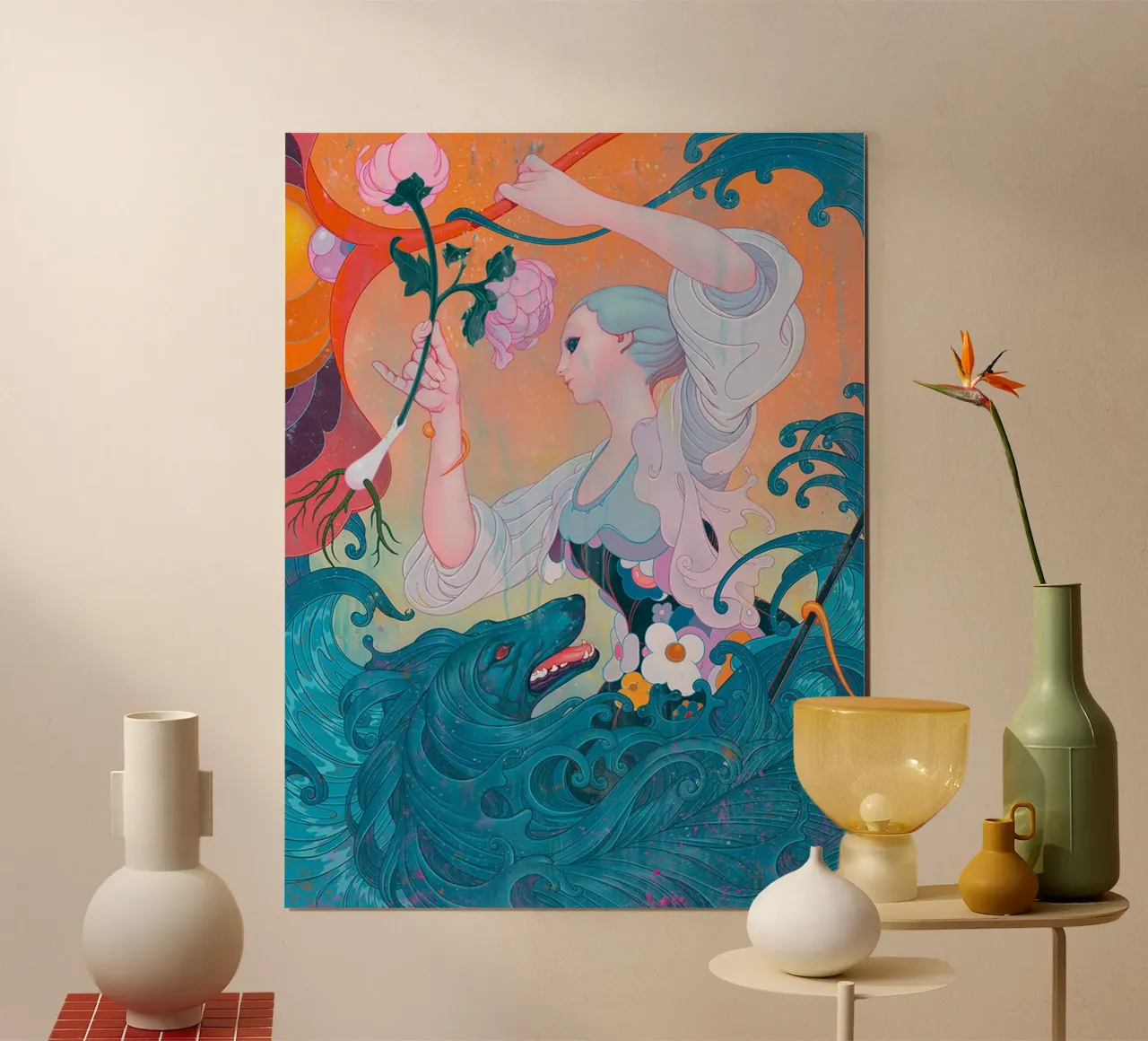 James Jean Fiore La signora e il lupo carta hahnemühle da Kunzeworld