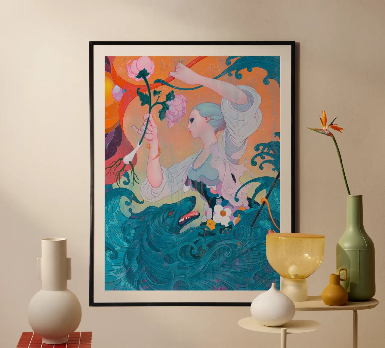 James Jean Fiore La signora e il lupo carta hahnemühle da Kunzeworld