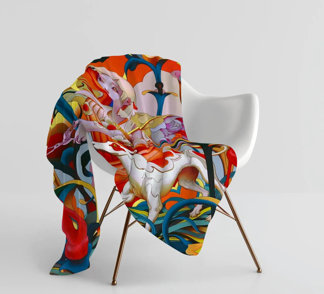 James Jean Ragazza e cane coperta in pile da Kunzeworld