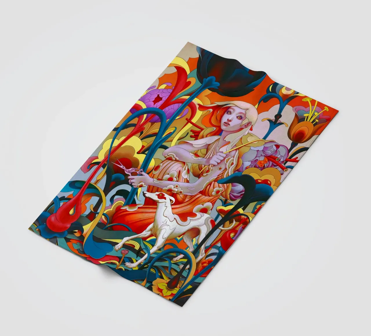 James Jean Ragazza e cane coperta in pile da Kunzeworld