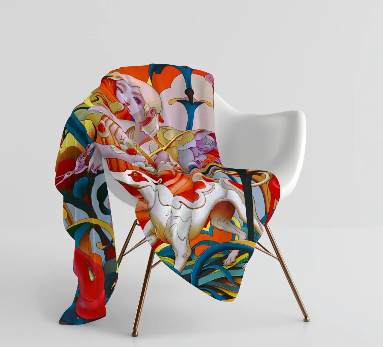James Jean Ragazza e cane coperta in pile da Kunzeworld