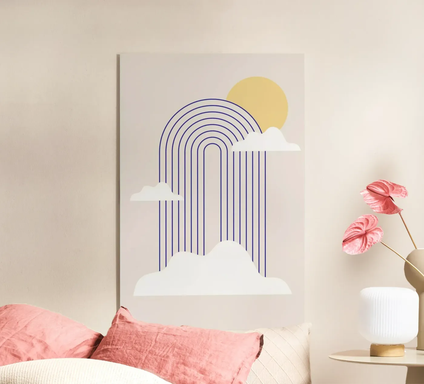 Rainbow & Clouds acryl van Mottos by Sinan Saydik