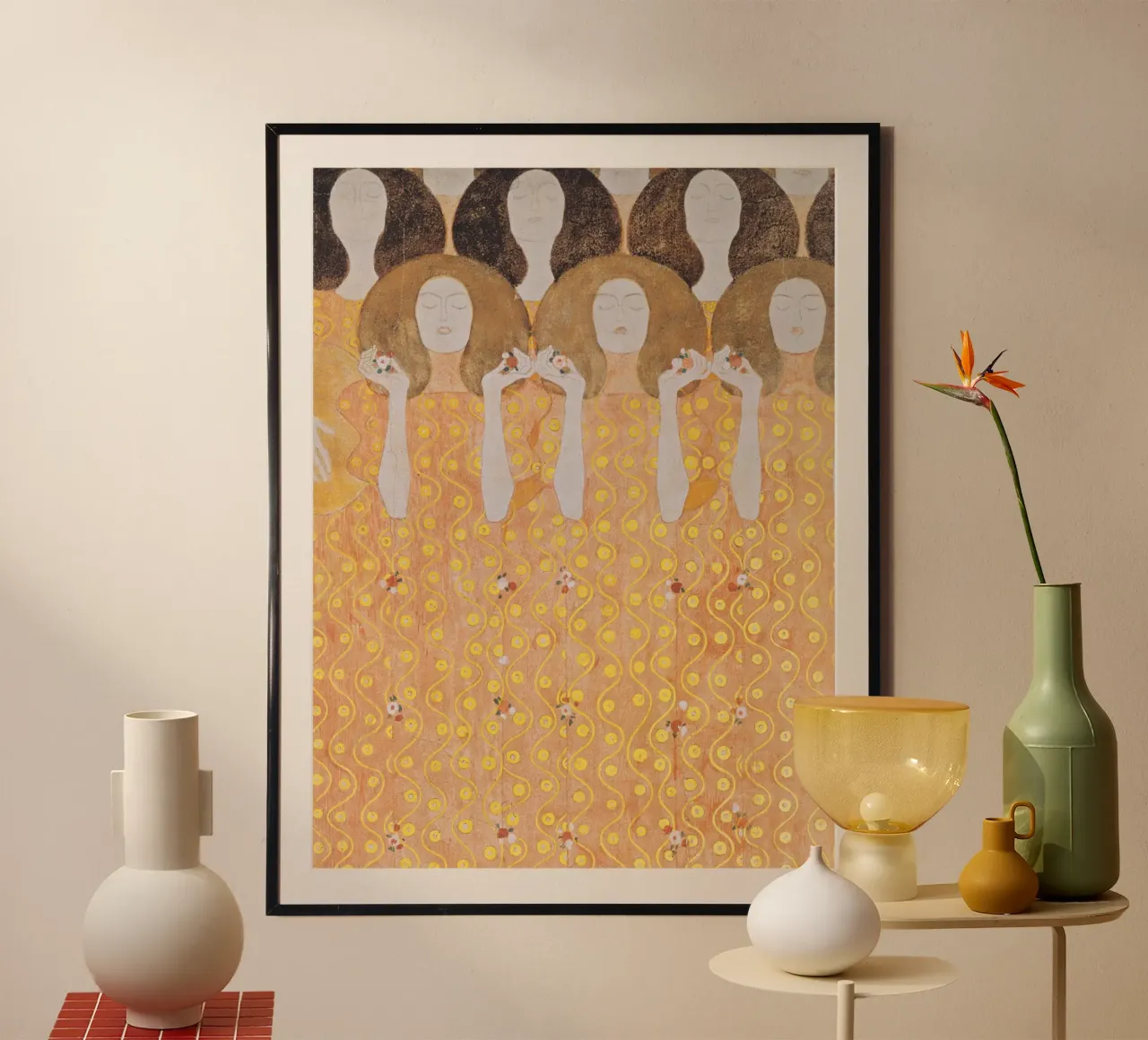 Gustav Klimt - Beethoven Frieze (detail, 1902) poster by Wirla