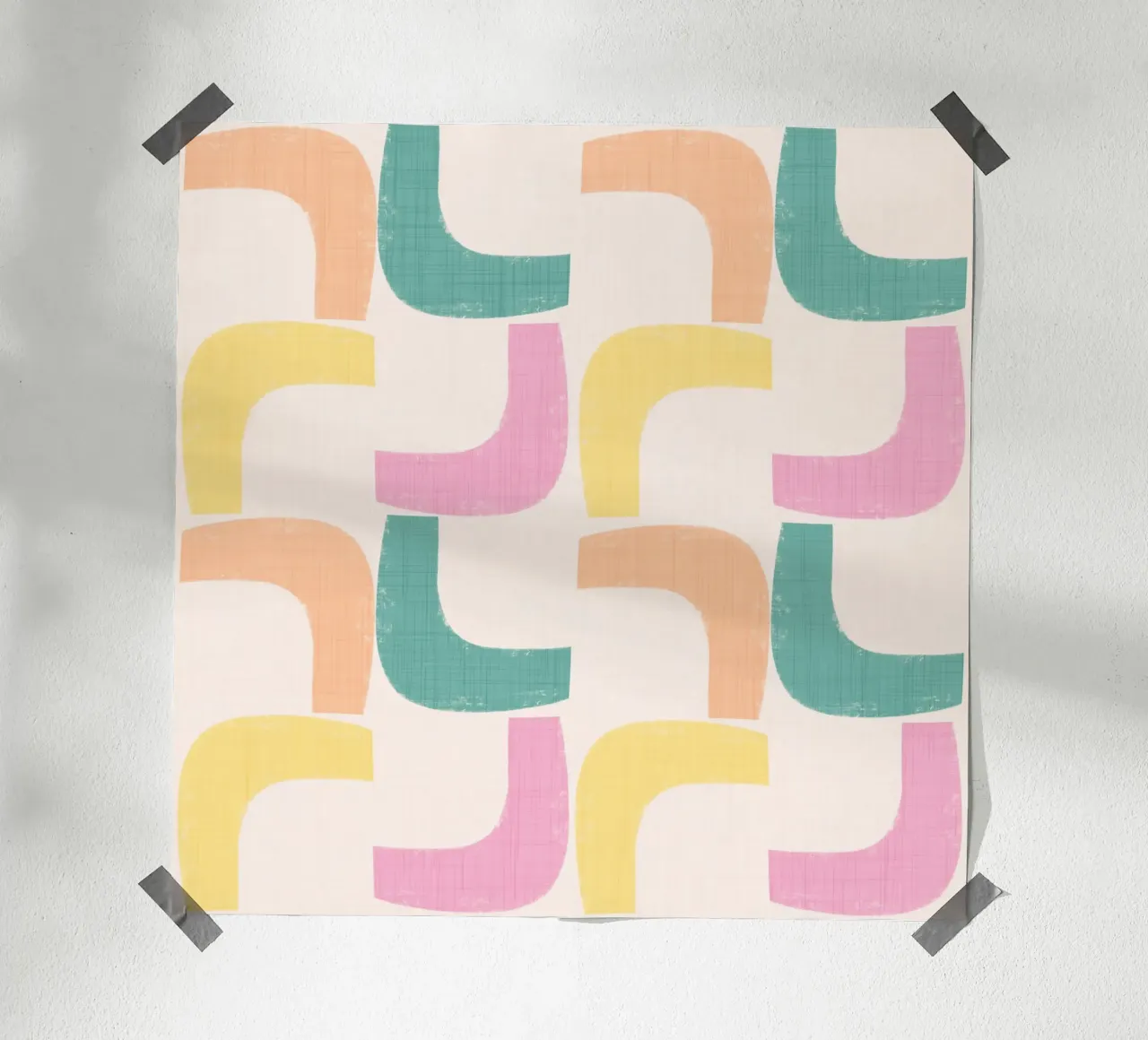 Boomerang retrò pastello - Geometrico moderno di metà secolo poster con telaio in plastica da susanacosta