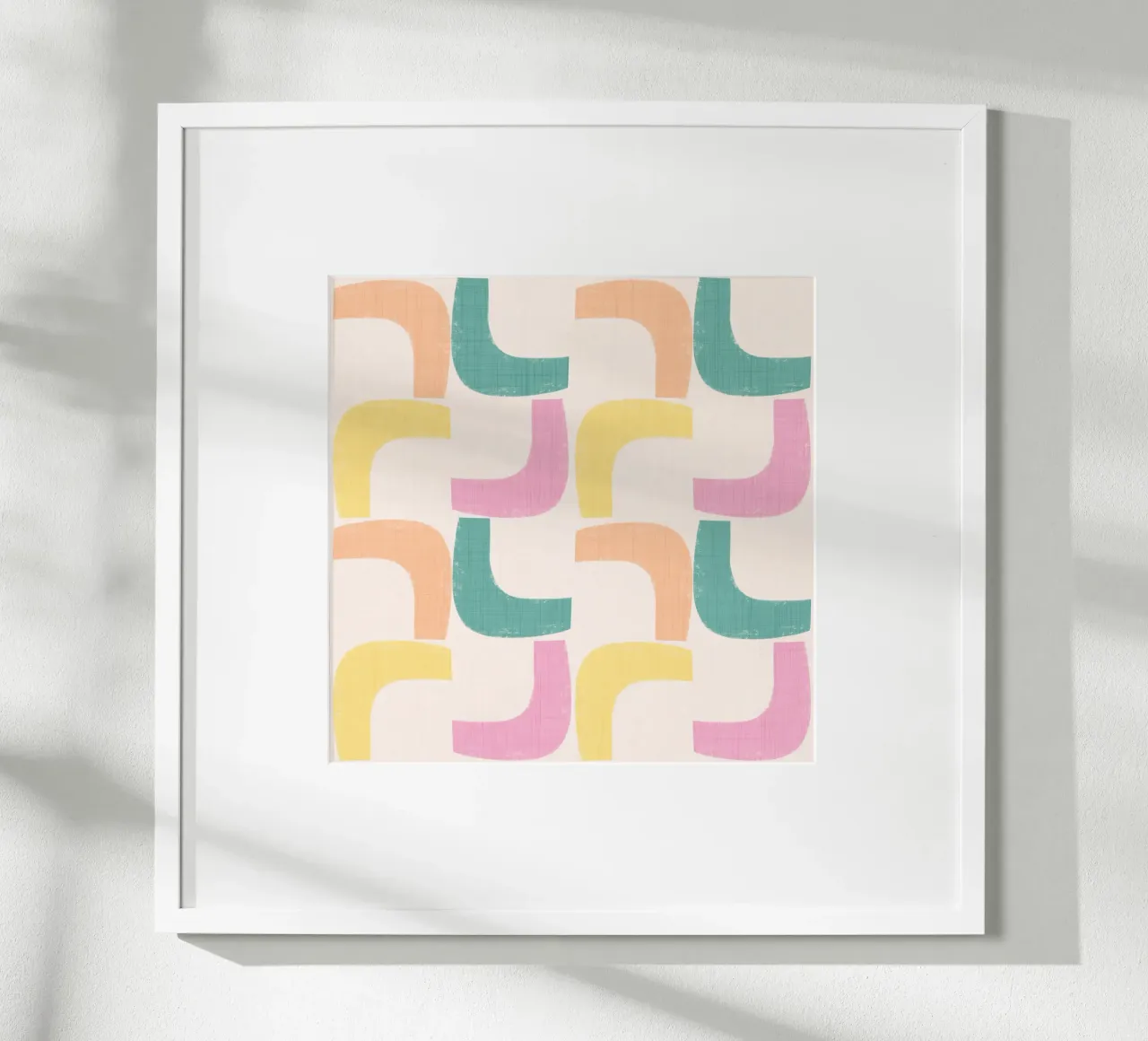 Boomerang retrò pastello - Geometrico moderno di metà secolo poster con telaio in plastica da susanacosta