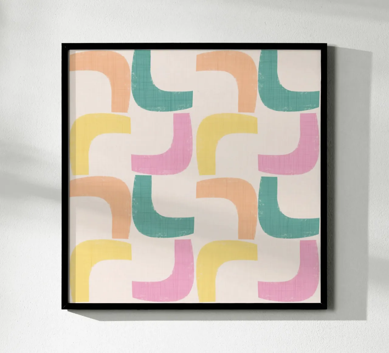 Boomerang retrò pastello - Geometrico moderno di metà secolo poster con telaio in plastica da susanacosta