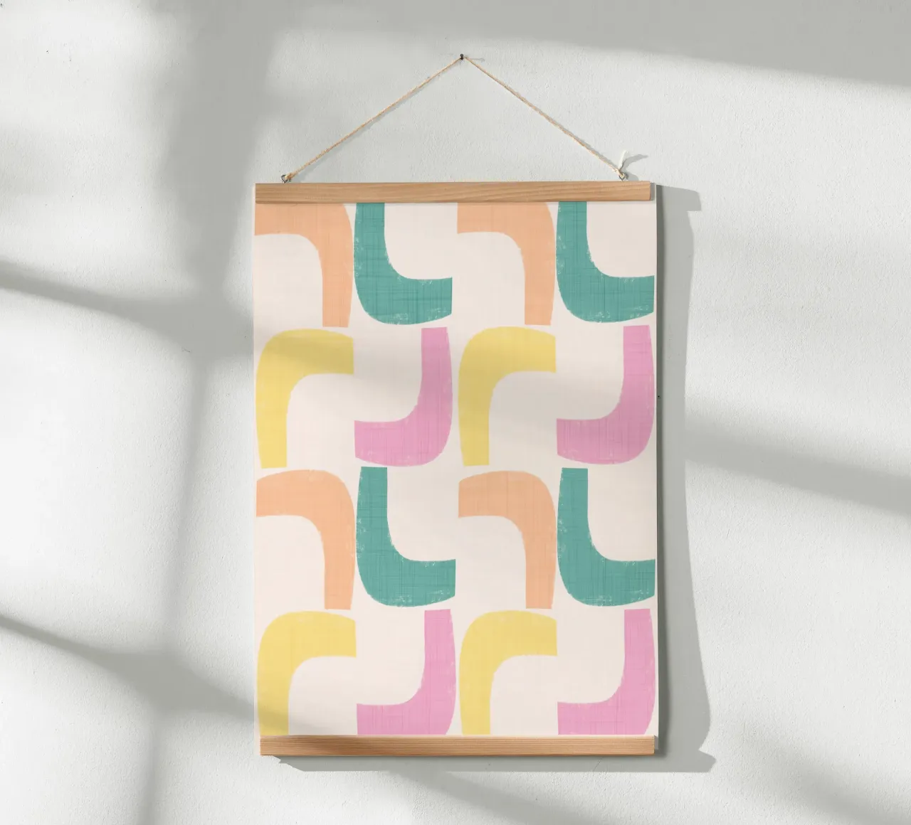 Boomerang retrò pastello - Geometrico moderno di metà secolo poster con telaio in plastica da susanacosta