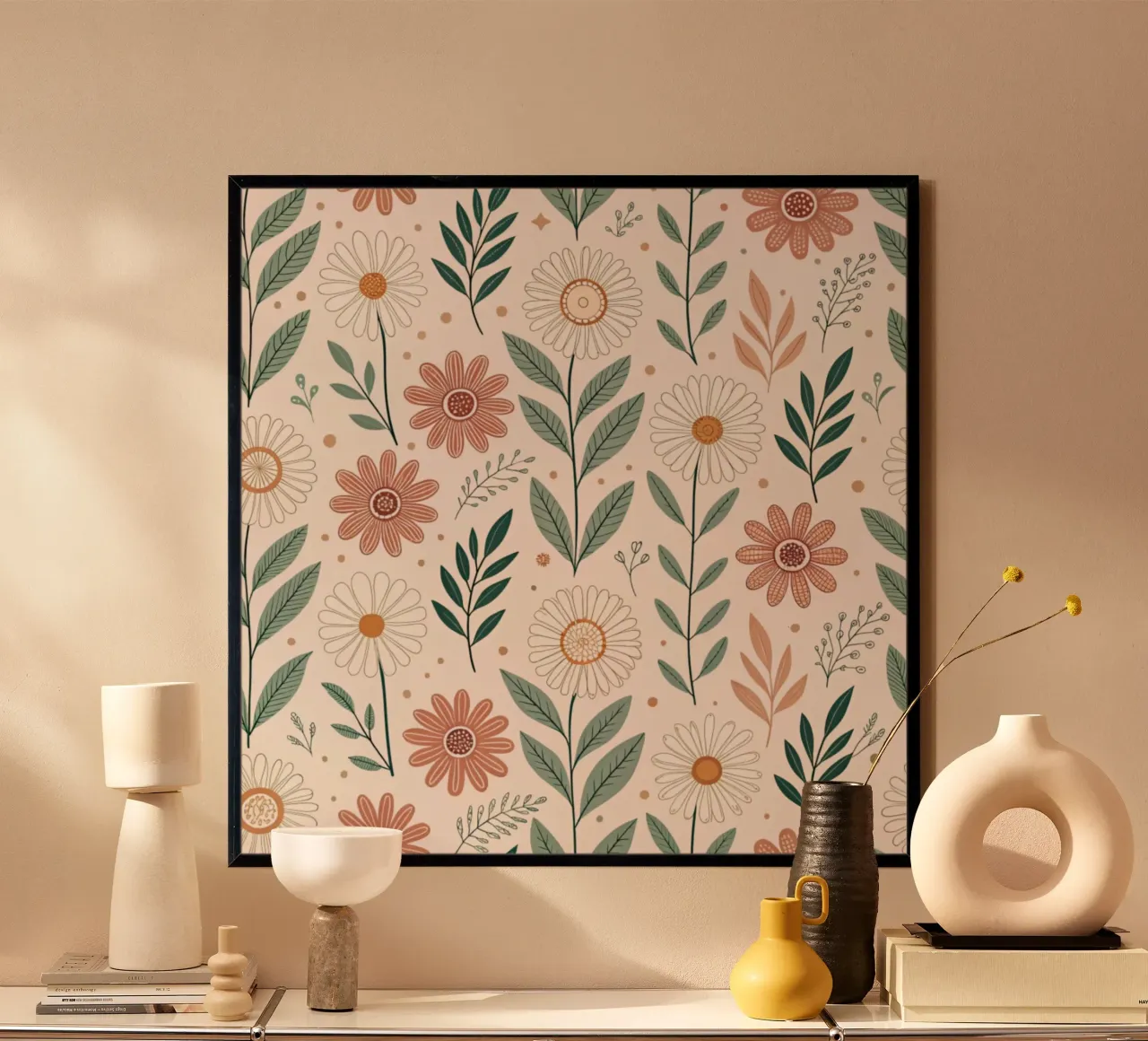 Fiori che sussurrano poster con telaio in legno da Botanical Pattern House