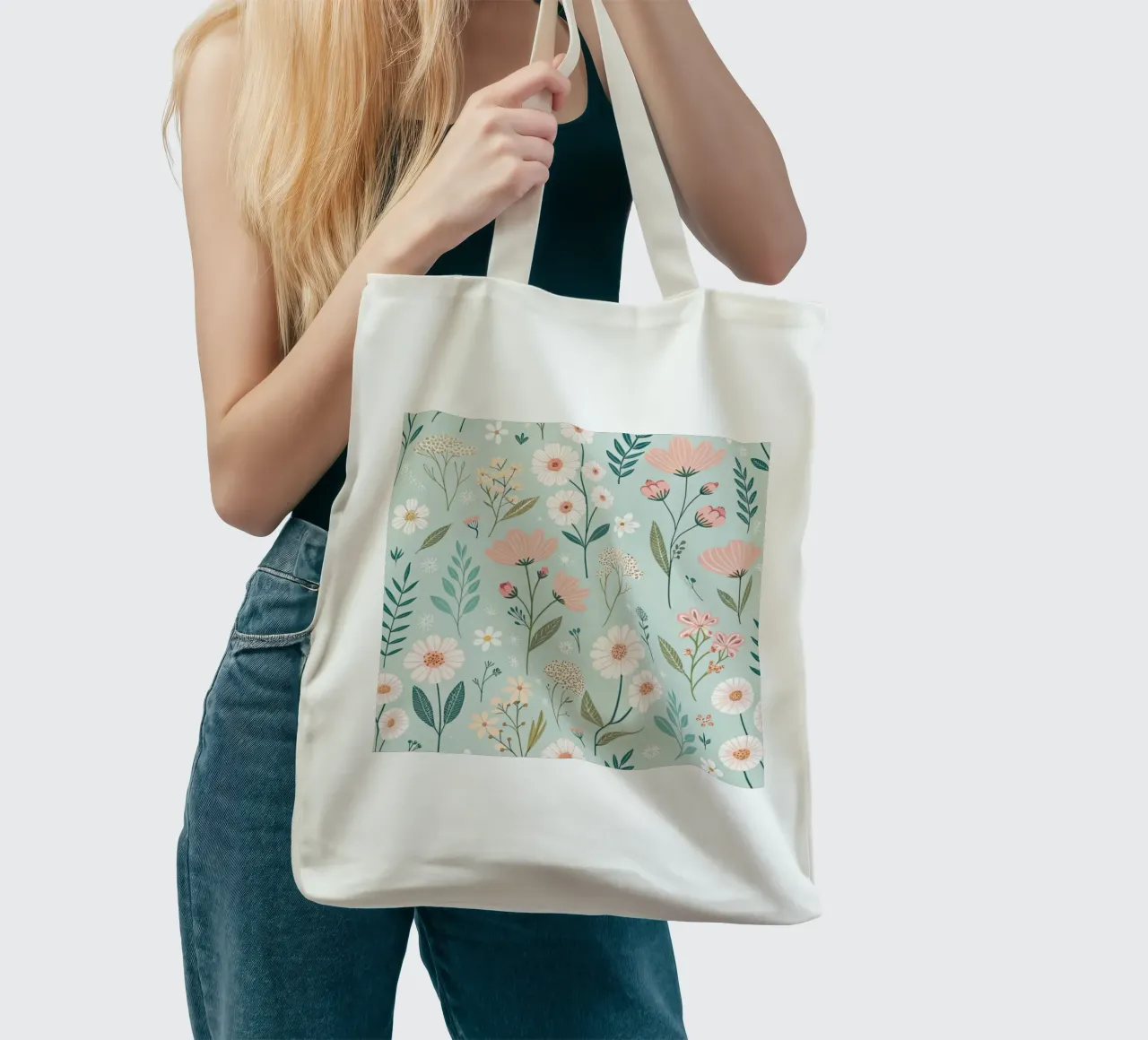 Fiori che sussurrano borsa in juta da Botanical Pattern House