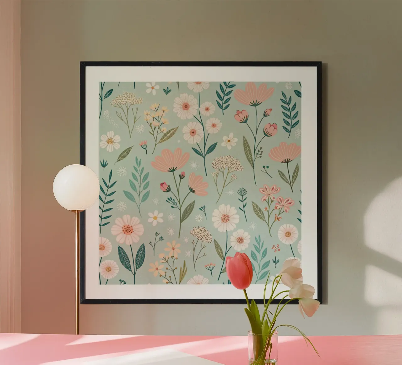 Fiori che sussurrano poster con telaio in legno da Botanical Pattern House