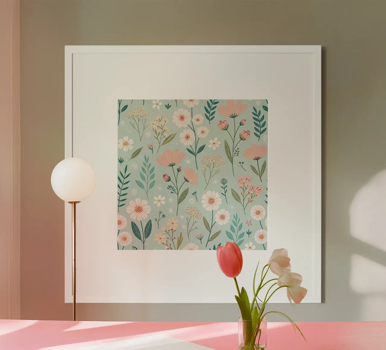 Fiori che sussurrano poster con telaio in legno da Botanical Pattern House