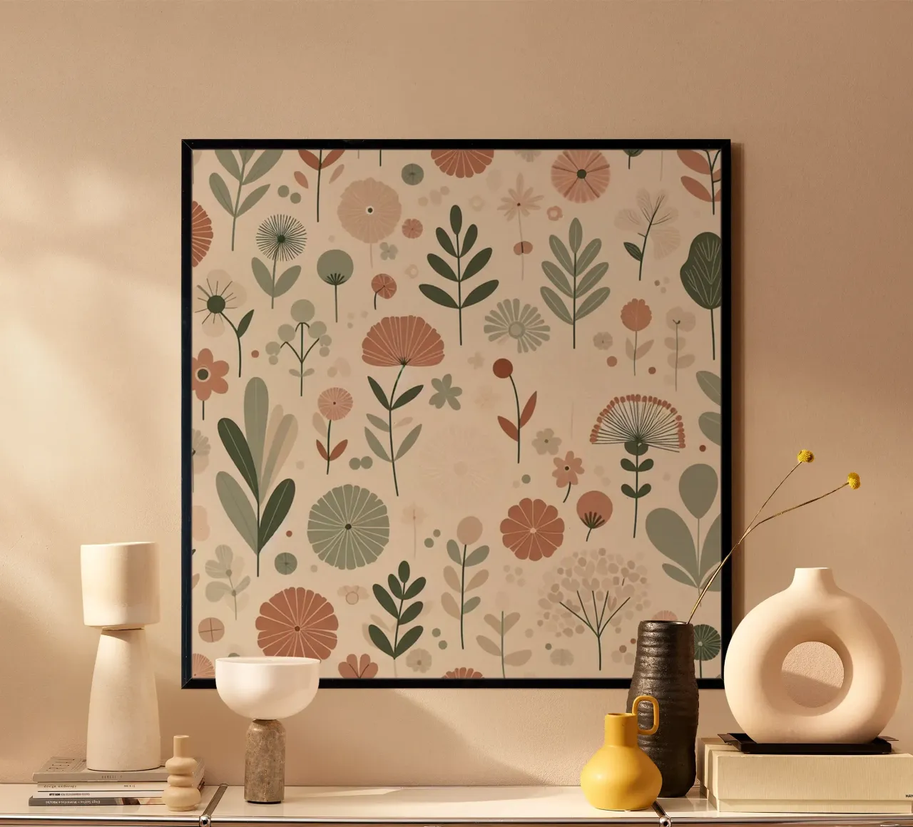 Fiori che sussurrano poster con telaio in legno da Botanical Pattern House