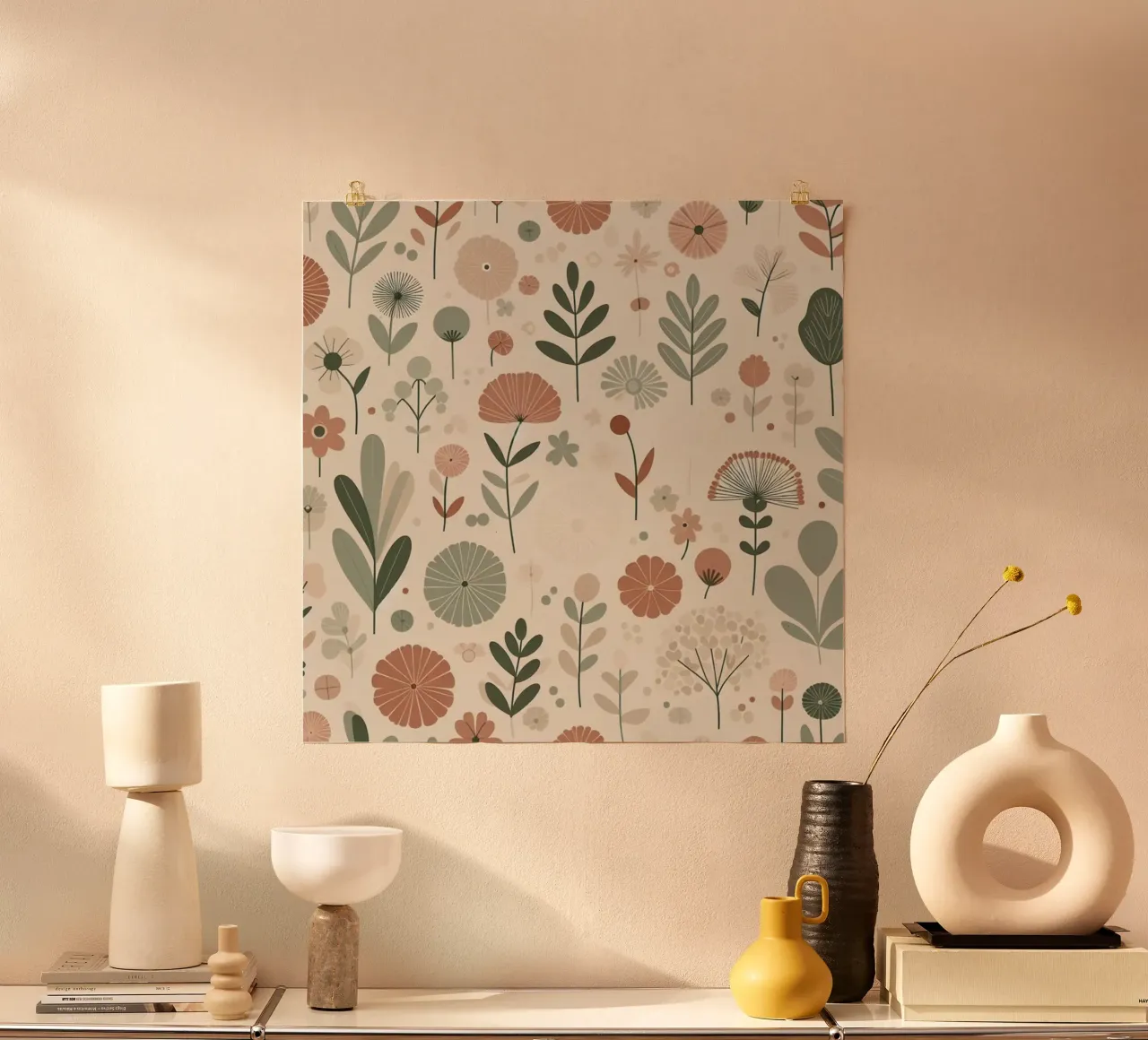Fiori che sussurrano poster con telaio in legno da Botanical Pattern House