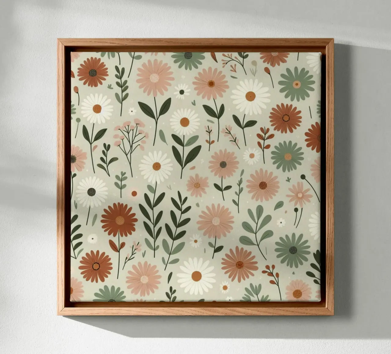 Flores susurrantes lienzo con Marco flotante de Botanical Pattern House