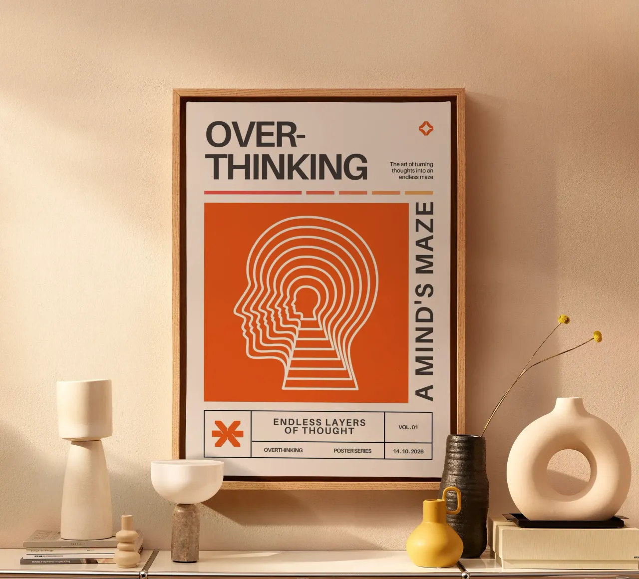 OVERTHINKING - A MIND‘S MAZE tela con Cornice a cassetta da Einfach Uebel