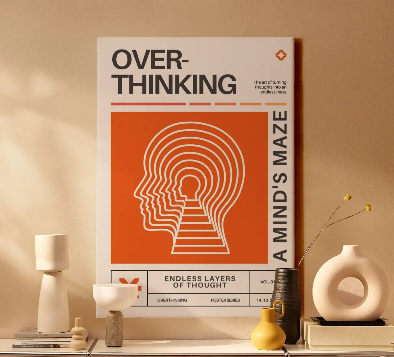 OVERTHINKING - A MIND‘S MAZE tela con Cornice a cassetta da Einfach Uebel